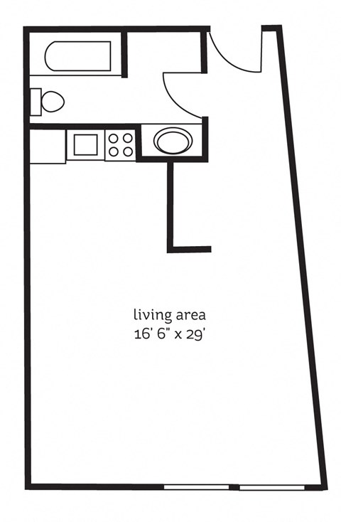 Floor plan for studio, 1 bath, 470 sqft